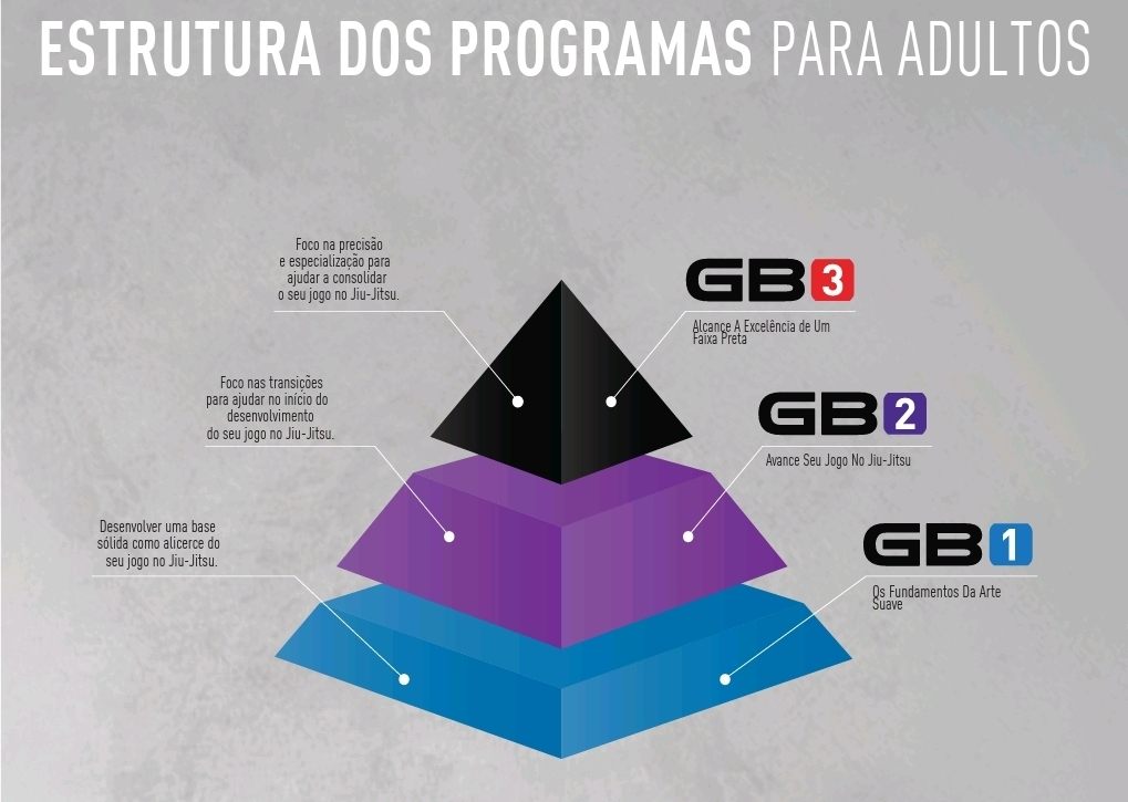 Estrutura oficial do programa de Jiu-Jitsu para adultos da Gracie Barra